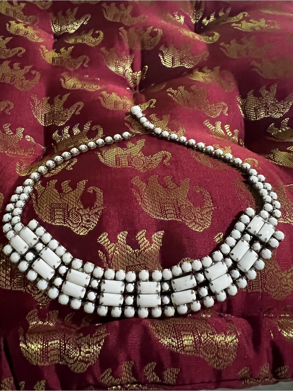 Albert Weiss Signed White Mill Glass Choker